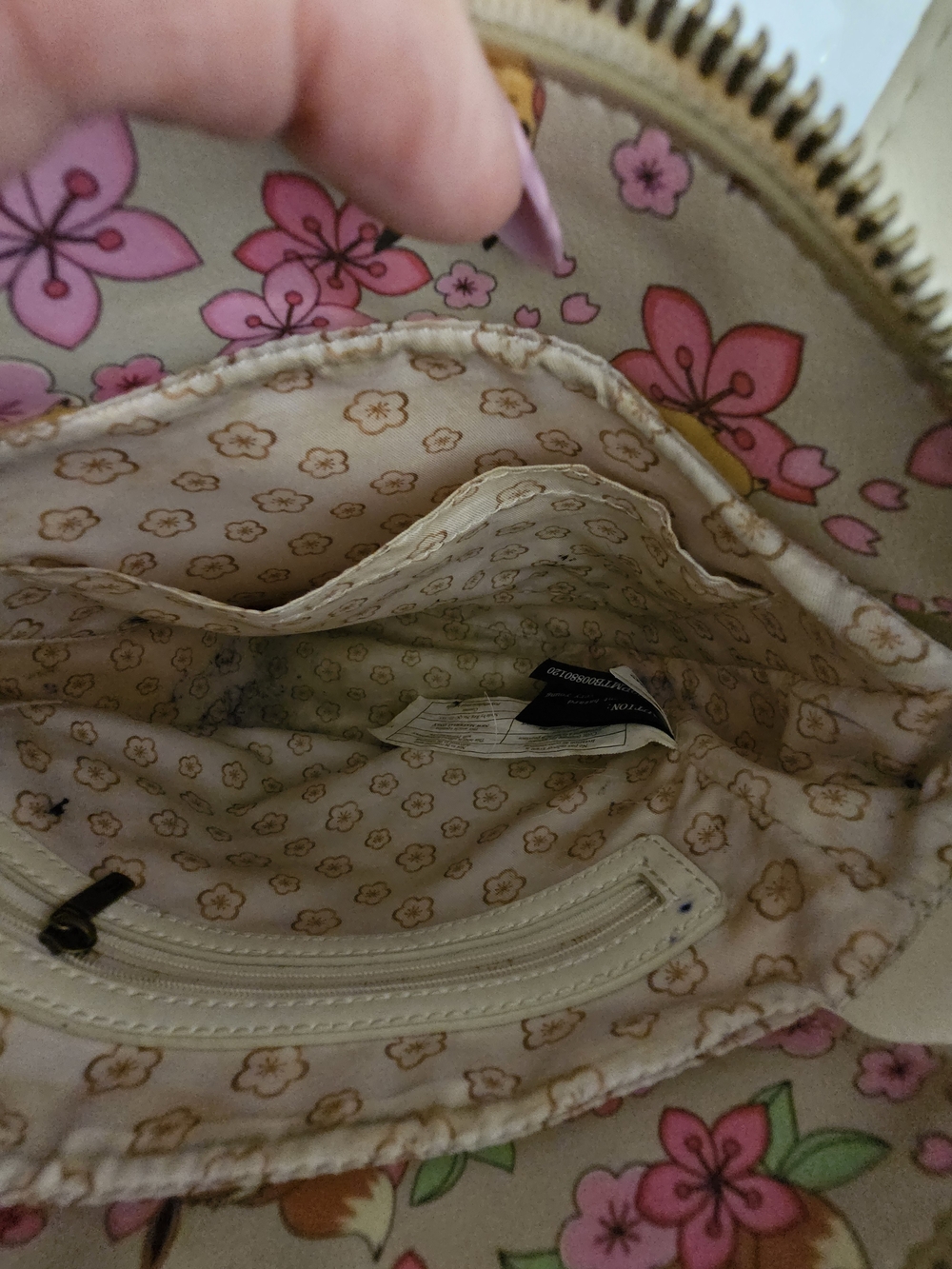 Loungefly Cream Mini Crossbody with Pink Floral Pikachu & Eevee Print - Picture 4 of 7